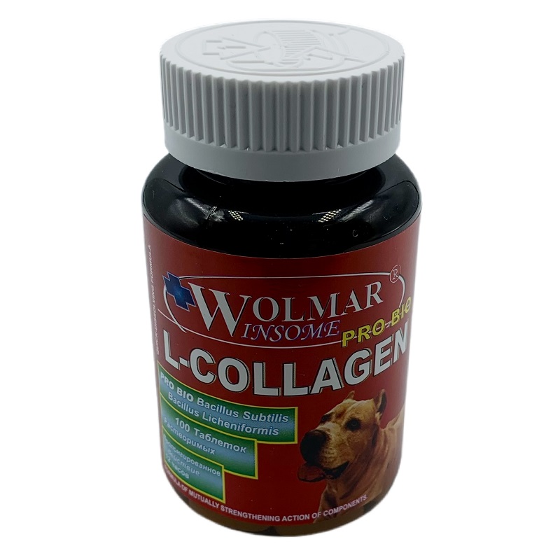 Для собак крупных пород витамины в период роста и повышенных нагрузок WOLMAR WINSOME® PRO BIO L-COLLAGEN – 100 таблеток
