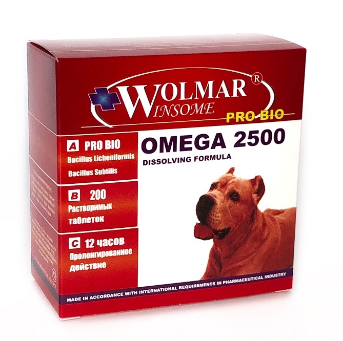 WOLMAR WINSOME® PRO BIO OMEGA 2500  - для щенков старше 2 месяцев и взрослых охотничьих, служебных собак крупных пород